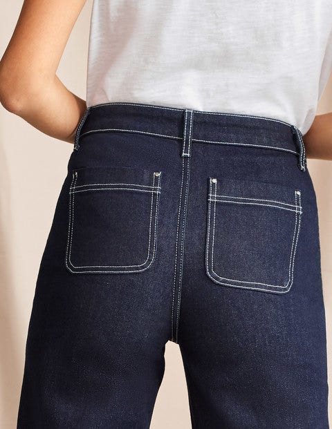 Patch Pocket Wide Leg Jeans - Indigo Patch Pocket Wide Leg Jeans - Indigo