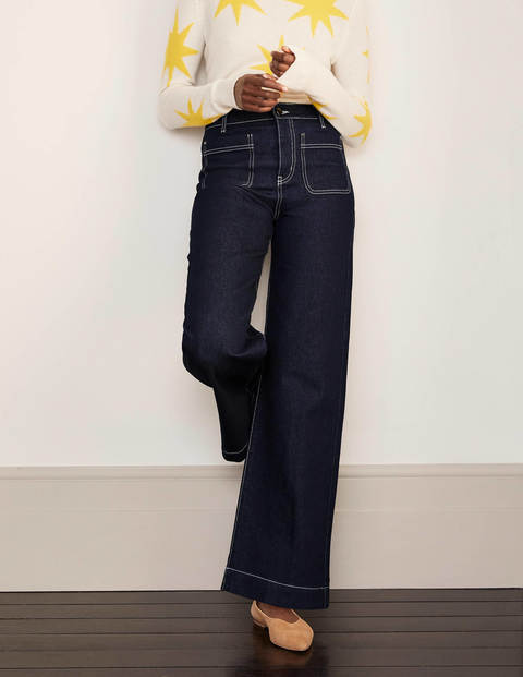 Patch Pocket Wide Leg Jeans - Indigo Patch Pocket Wide Leg Jeans - Indigo
