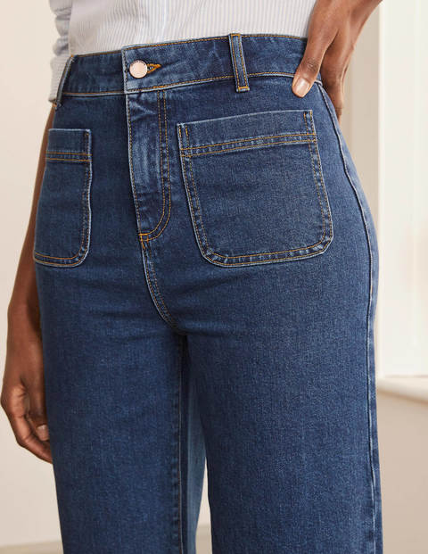Patch Pocket Wide Leg Jeans - Mid Vintage Patch Pocket Wide Leg Jeans - Mid Vintage