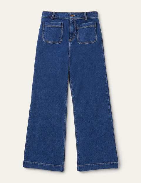 Patch Pocket Wide Leg Jeans - Mid Vintage Patch Pocket Wide Leg Jeans - Mid Vintage