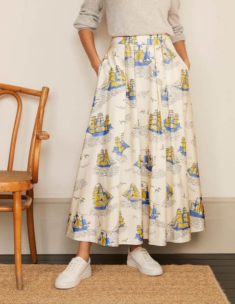 Livia Full Skirt - Ivory Nautical Voyage Livia Full Skirt - Ivory Nautical Voyage