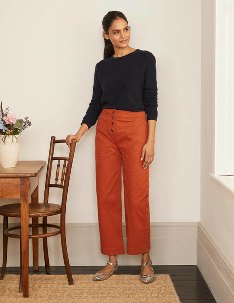 Beaufort Button Fly Trousers - Copper Red