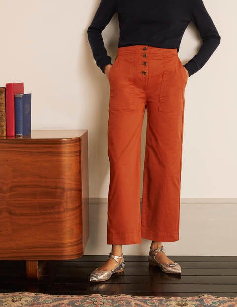Beaufort Button Fly Trousers - Copper Red