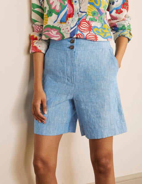 Cornwall Linen Shorts - Moroccan Blue Tonic Cornwall Linen Shorts - Moroccan Blue Tonic