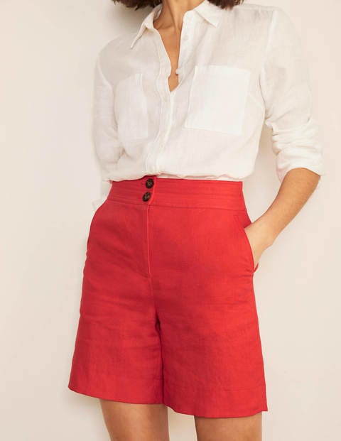 Cornwall Linen Shorts - Cherry Red