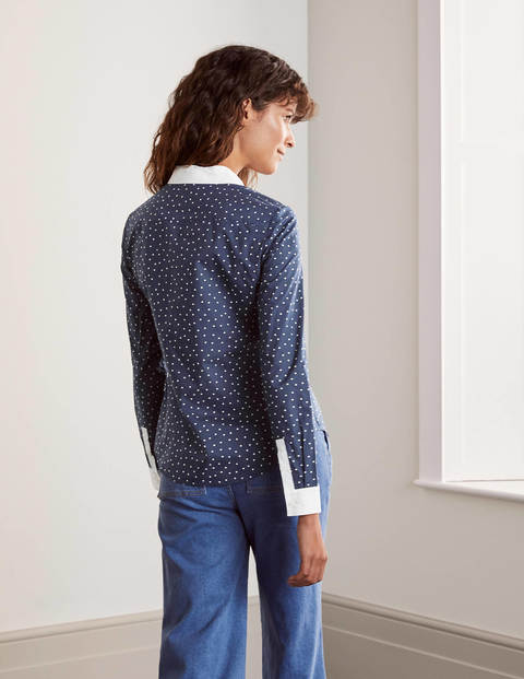 Modernes klassisches Hemd - Französisches Navy, Polka-Tupfen Modernes klassisches Hemd - Französisches Navy, Polka-Tupfen