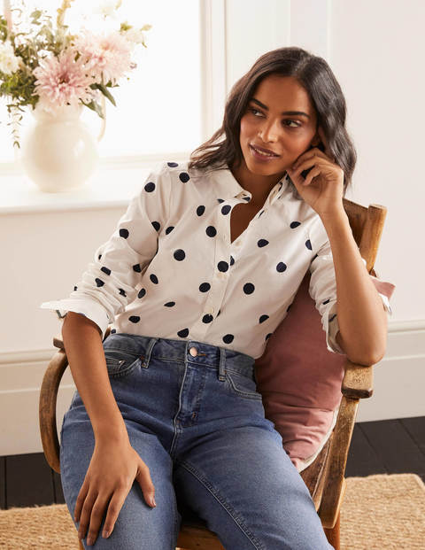 Modern Classic Shirt - Ivory, Navy Brand Spot Modern Classic Shirt - Ivory, Navy Brand Spot