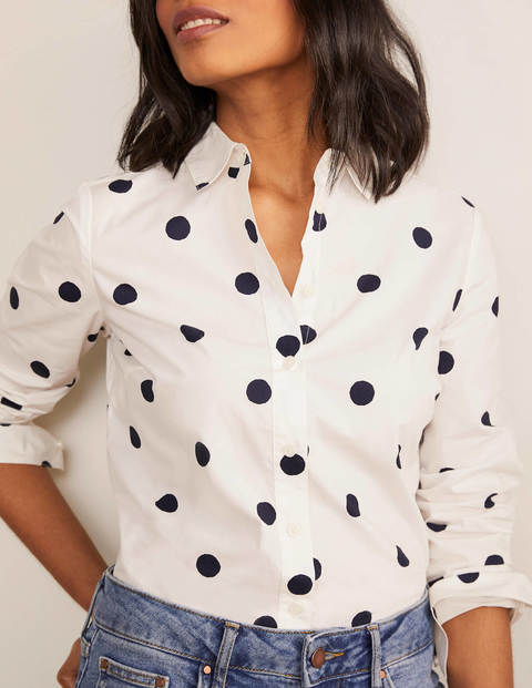 Modern Classic Shirt - Ivory, Navy Brand Spot Modern Classic Shirt - Ivory, Navy Brand Spot