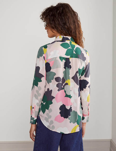 The Silk Shirt - Navy, Chelsea Bloom The Silk Shirt - Navy, Chelsea Bloom