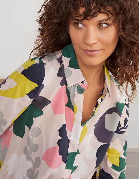 The Silk Shirt - Navy, Chelsea Bloom The Silk Shirt - Navy, Chelsea Bloom