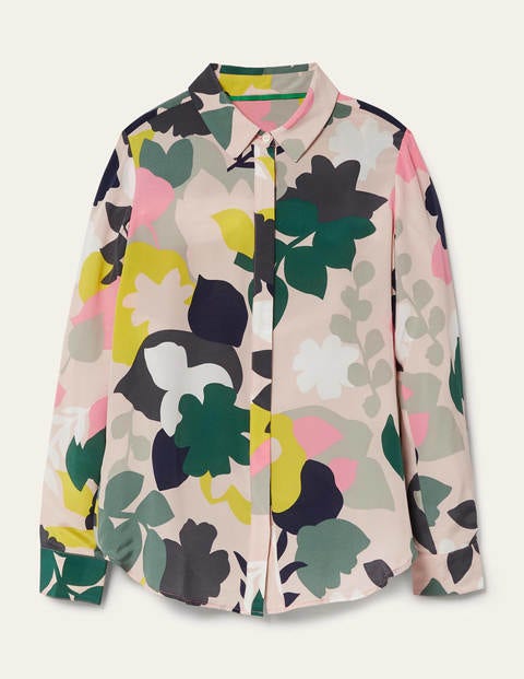 The Silk Shirt - Milkshake, Wild Floret Large The Silk Shirt - Milkshake, Wild Floret Large