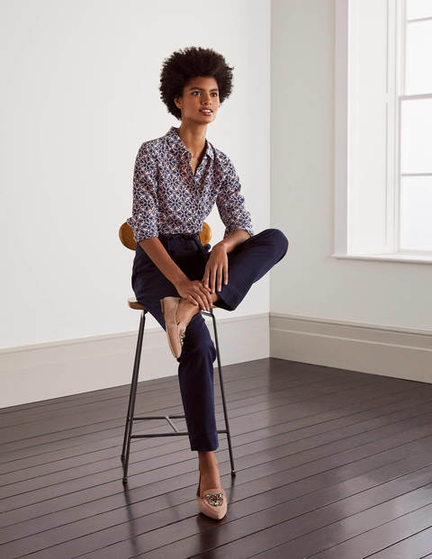 The Silk Shirt - Navy, Ornate Lattice The Silk Shirt - Navy, Ornate Lattice