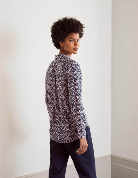 The Silk Shirt - Navy, Ornate Lattice The Silk Shirt - Navy, Ornate Lattice