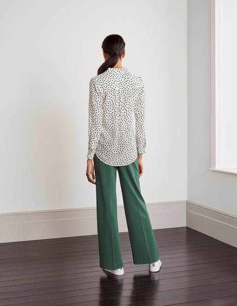 The Silk Shirt - Ivory and Navy, Dot The Silk Shirt - Ivory and Navy, Dot
