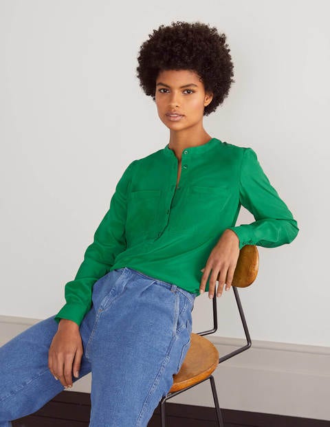 Silk Collarless Blouse - Sapling Silk Collarless Blouse - Sapling