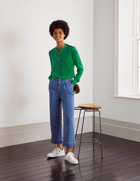 Silk Collarless Blouse - Sapling Silk Collarless Blouse - Sapling