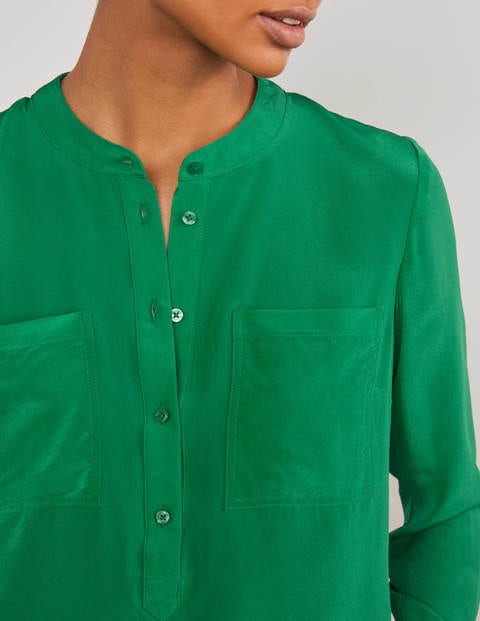 Silk Collarless Blouse - Sapling Silk Collarless Blouse - Sapling