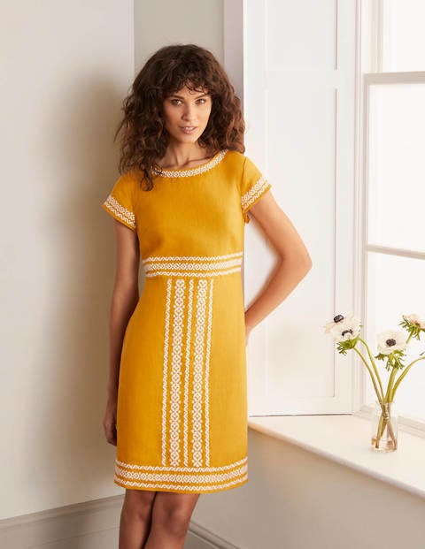 Laura Linen Embroidered Dress - Tuscan Sun Laura Linen Embroidered Dress - Tuscan Sun