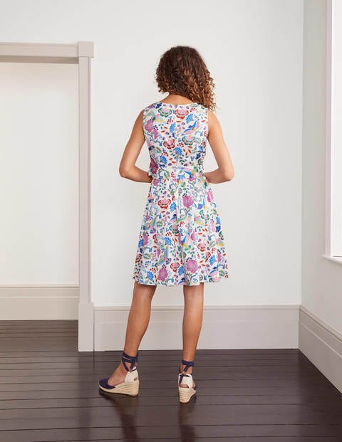 Mischa Belted Dress - Ivory, Plum Blossom, Exotic Mischa Belted Dress - Ivory, Plum Blossom, Exotic