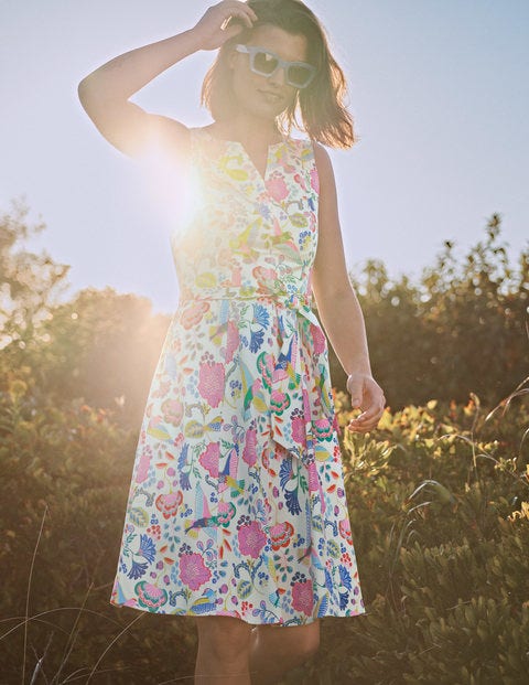 Mischa Belted Dress - Ivory, Plum Blossom, Exotic Mischa Belted Dress - Ivory, Plum Blossom, Exotic