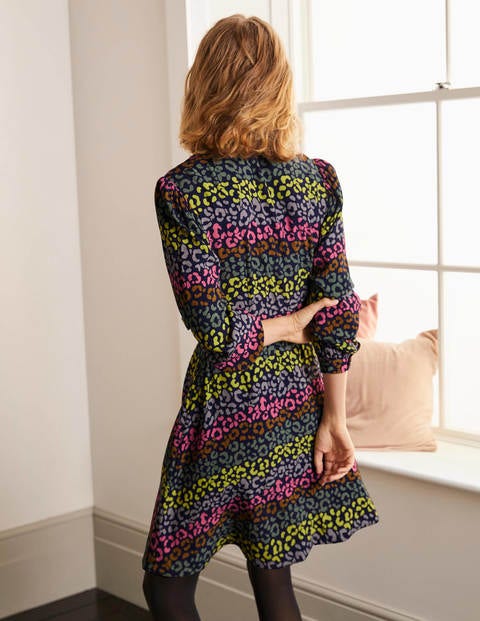 Charlotte Shirt Dress - French Navy, Rainbow Leopard Charlotte Shirt Dress - French Navy, Rainbow Leopard