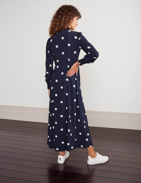 Rowan Midi Shirt Dress - French Navy, Regular Dot Large Rowan Midi Shirt Dress - French Navy, Regular Dot Large