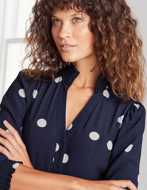 Rowan Midi Shirt Dress - French Navy, Regular Dot Large Rowan Midi Shirt Dress - French Navy, Regular Dot Large