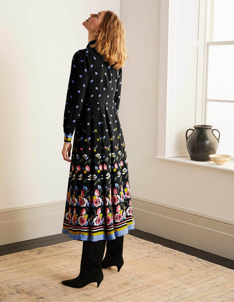 Claudia Midi Shirt Dress - Black, Floral Fancy Claudia Midi Shirt Dress - Black, Floral Fancy
