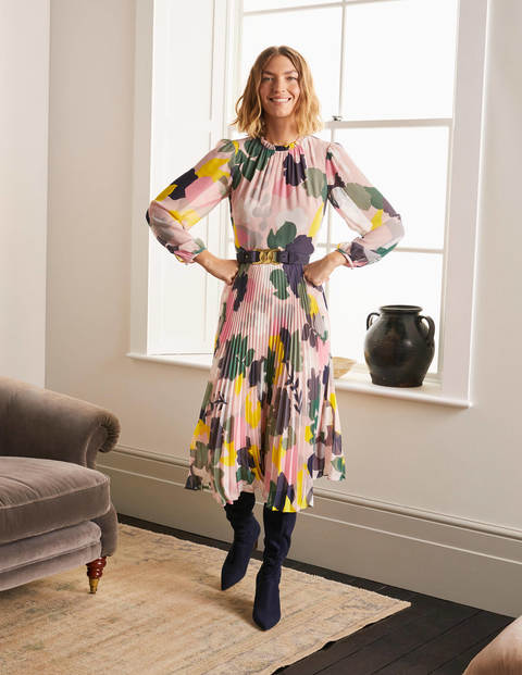 Josephine Midi Dress - Milkshake, Pressed Bloom Large Josephine Midi Dress - Milkshake, Pressed Bloom Large