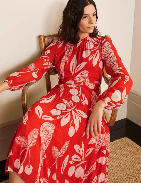 Josephine Midi Dress - Cherry Red, Parrot Pop Josephine Midi Dress - Cherry Red, Parrot Pop