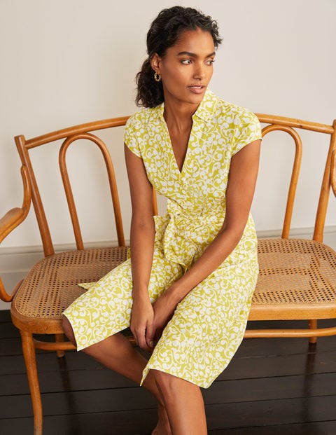 Rowena Shirt Dress - Chartreuse, Vine Swirl Rowena Shirt Dress - Chartreuse, Vine Swirl