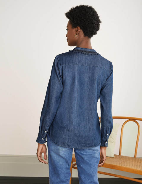 Caitlin Smocked Shirt - Mid Vintage Denim Caitlin Smocked Shirt - Mid Vintage Denim