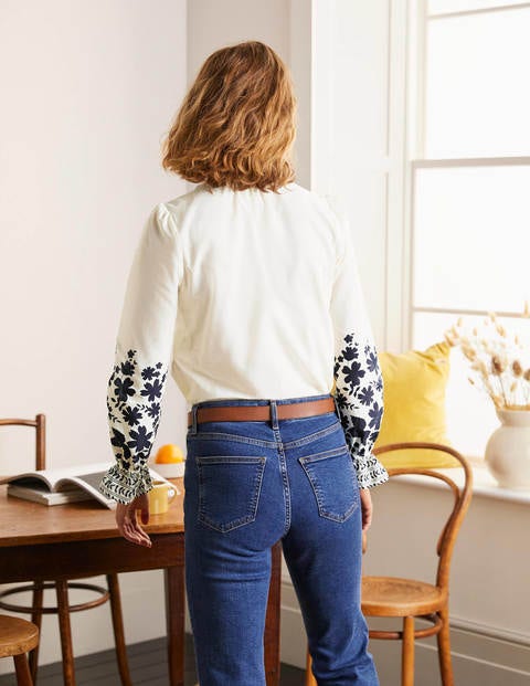 Carly Printed Blouse - Ivory, Posy Cascade Carly Printed Blouse - Ivory, Posy Cascade
