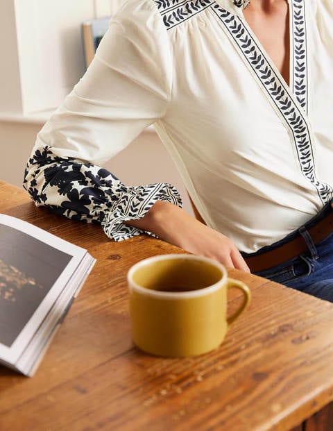Carly Printed Blouse - Ivory, Posy Cascade Carly Printed Blouse - Ivory, Posy Cascade