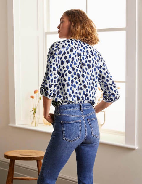 Dolores Linen Shirt - Ivory, Leopard Sketch Dolores Linen Shirt - Ivory, Leopard Sketch