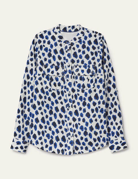 Dolores Linen Shirt - Ivory, Leopard Sketch Dolores Linen Shirt - Ivory, Leopard Sketch