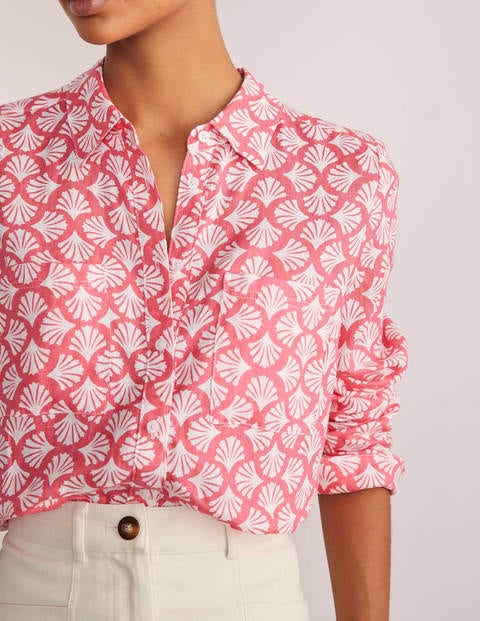 Linen Shirt - Lollipop, Coral Tile Linen Shirt - Lollipop, Coral Tile