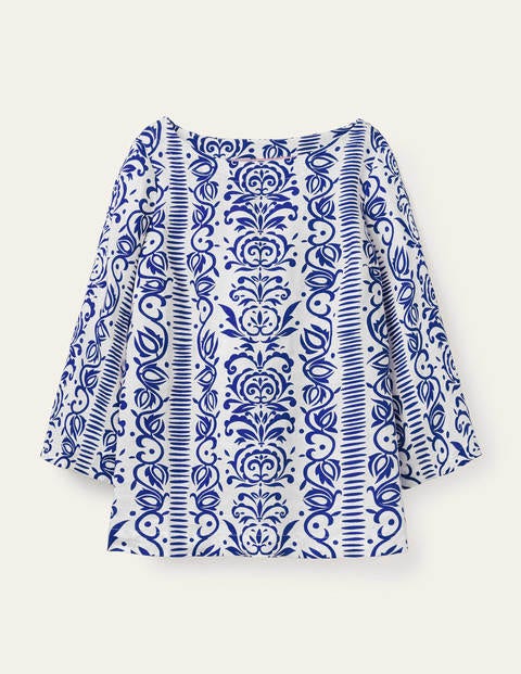 Laurie Linen Top - Ivory, Pacific Stamp Laurie Linen Top - Ivory, Pacific Stamp