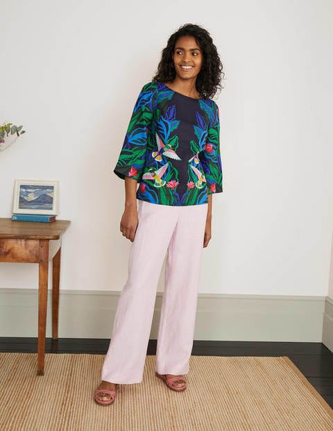 Laurie Linen Top - Navy, Exotic Escape Laurie Linen Top - Navy, Exotic Escape