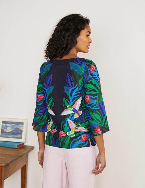 Laurie Linen Top - Navy, Exotic Escape Laurie Linen Top - Navy, Exotic Escape