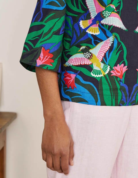 Laurie Linen Top - Navy, Exotic Escape Laurie Linen Top - Navy, Exotic Escape