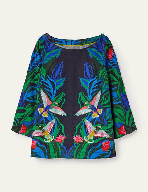 Laurie Linen Top - Navy, Exotic Escape Laurie Linen Top - Navy, Exotic Escape
