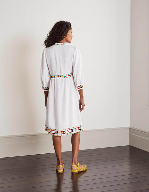 Dakota Embroidered Linen Dress - White Dakota Embroidered Linen Dress - White