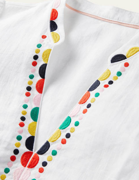 Dakota Embroidered Linen Dress - White Dakota Embroidered Linen Dress - White