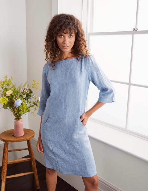 Laurie Linen Dress - Grey Blue Chambray Laurie Linen Dress - Grey Blue Chambray