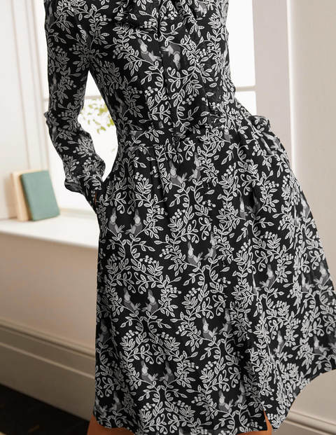 Robe-chemise Sylvia - Noir, motif Parrot Paradise Robe-chemise Sylvia - Noir, motif Parrot Paradise