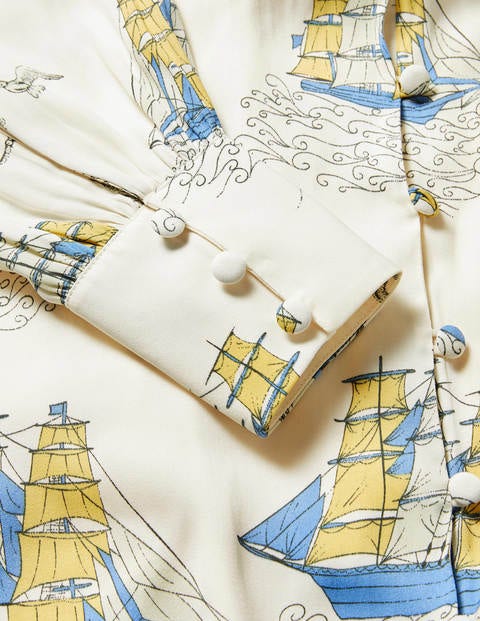 Rosanna Midi Shirt Dress - Ivory, Nautical Voyage Rosanna Midi Shirt Dress - Ivory, Nautical Voyage