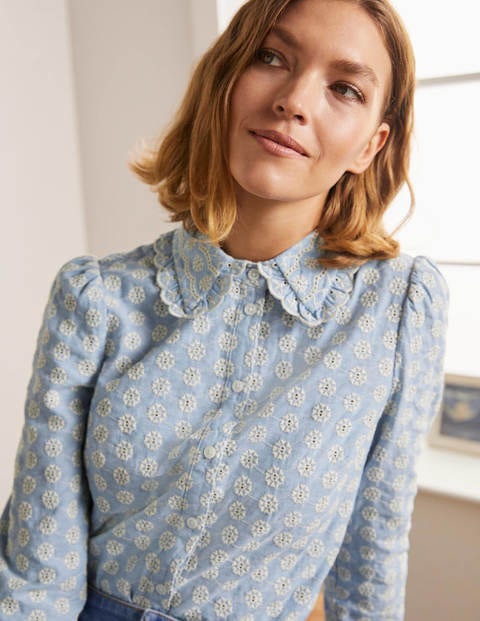 Frances Broderie Shirt - Chambray Frances Broderie Shirt - Chambray