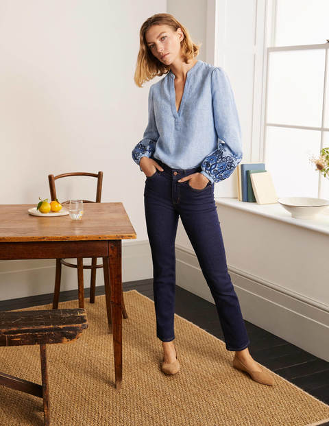 Eden Embroidered Top - Grey Blue Chambray Eden Embroidered Top - Grey Blue Chambray