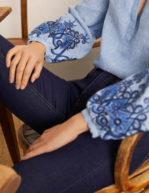 Eden Embroidered Top - Grey Blue Chambray Eden Embroidered Top - Grey Blue Chambray